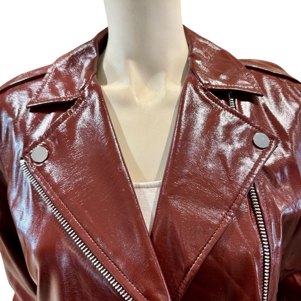 Faux Patent Leather Moto Jacket - Picture 3 of 16